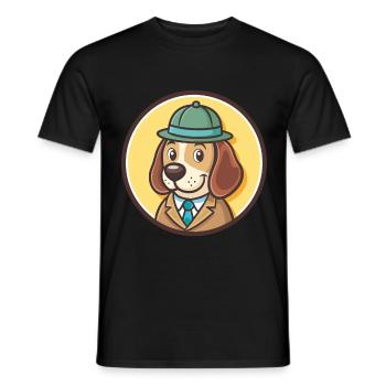 Sleuth Hound Dog Breed Cartoon Kawaii Clipart Pet - Men's T-Shirt - black - Front - AI Model Male 178 light (178cm)