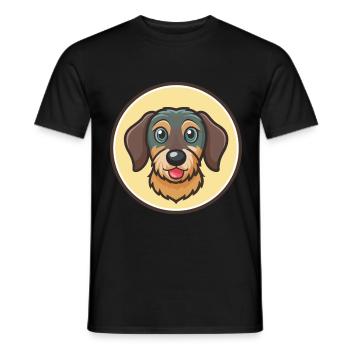 Wirehaired Dachshund Dog Breed Cartoon Kawaii Pet - Men's T-Shirt - black - Front - AI Model Male 178 light (178cm)