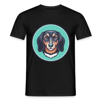 Teckel alpin Chien Race Dessin animé Kawaii - T-shirt homme - noir - Devant - AI Model Male 178 light (178cm)