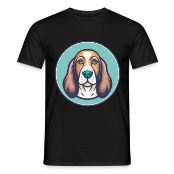 Basset Fauve De Bretagne Dog Breed Cartoon Kawaii - Men's T-Shirt - black - Front - AI Model Male 178 light (178cm)