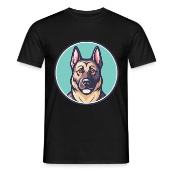 Aryan Molosse Chien Race Dessin animé Kawaii Clipart - T-shirt homme - noir - Devant - AI Model Male 178 light (178cm)