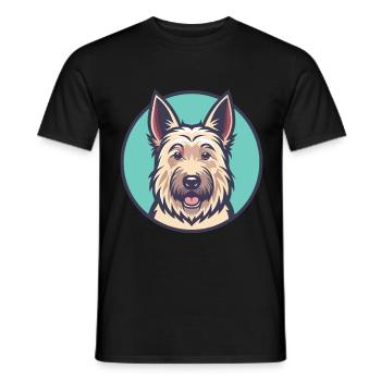 Berger Picard Chien Race Dessin animé Kawaii Clipart Animal de compagnie - T-shirt homme - noir - Devant - AI Model Male 178 light (178cm)