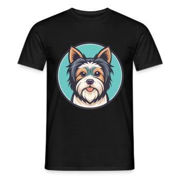 Biewer Terrier Dog Breed Cartoon Kawaii Clipart - Men's T-Shirt - black - Front - AI Model Male 178 light (178cm)