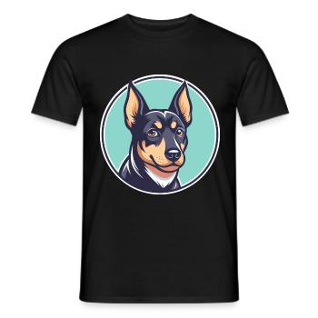 Schwarzer Und Tan Terrier Hund Rasse Cartoon Kawaii Haustier - Männer T-Shirt - Schwarz - Vorne - AI Model Male 178 light (178cm)