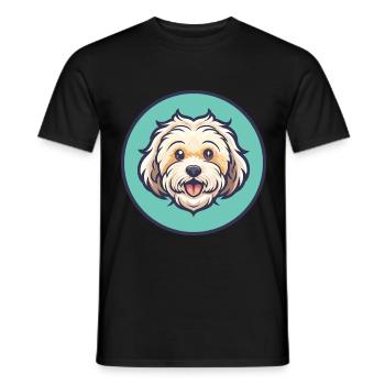 Bolognaise Chien Race Dessin Animé Kawaii Clipart Animal - T-shirt homme - noir - Devant - AI Model Male 178 light (178cm)
