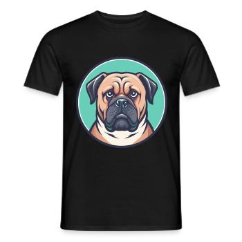 Bullmastiff Chien Race Drôle Dessin animé Kawaii Clipart - T-shirt homme - noir - Devant - AI Model Male 178 light (178cm)