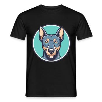 Bleu dentelle chien race dessin animé Kawaii Clipart Animal - T-shirt homme - noir - Devant - AI Model Male 178 light (178cm)