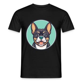 Cao De Castro Laboreiro Race Chien Dessin Animé Kawaii - T-shirt homme - noir - Devant - AI Model Male 178 light (178cm)