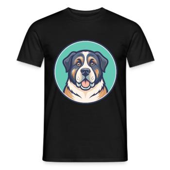 Chien de berger d’Asie centrale Race Dessin animé Kawaii - T-shirt homme - noir - Devant - AI Model Male 178 light (178cm)