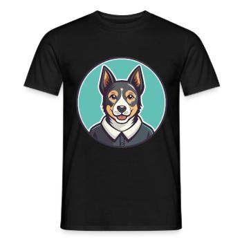 Cesky Strakaty Pes Race Chien Dessin Animé Kawaii - T-shirt homme - noir - Devant - AI Model Male 178 light (178cm)