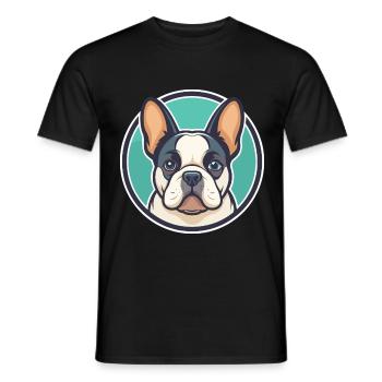 Chien Français Blanc Et Noir Race Chien Dessin Animé Animal - T-shirt homme - noir - Devant - AI Model Male 178 light (178cm)