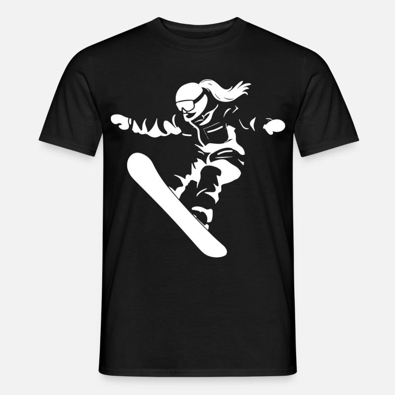 Dessin d’une snowboardeuse - T-shirt homme - noir