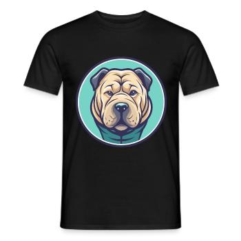 Chinois Shar Pei Chien Race Dessin animé Kawaii Clipart - T-shirt homme - noir - Devant - AI Model Male 178 light (178cm)