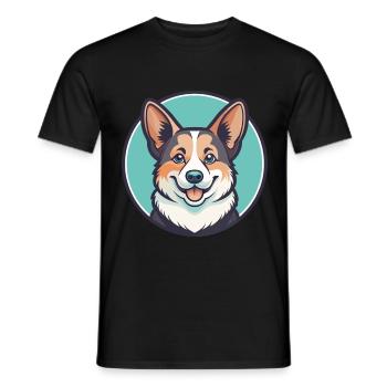 Corgi Chien Race Dessin animé Kawaii Clipart Animal de compagnie - T-shirt homme - noir - Devant - AI Model Male 178 light (178cm)