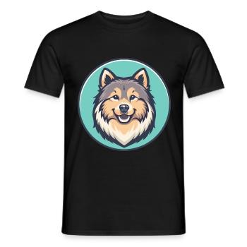 Eurasier Dog Breed Colorful Cartoon Kawaii Clipart - Men's T-Shirt - black - Front - AI Model Male 178 light (178cm)
