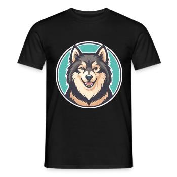 Finnish Lapphund Dog Breed Cartoon Kawaii Clipart - Men's T-Shirt - black - Front - AI Model Male 178 light (178cm)
