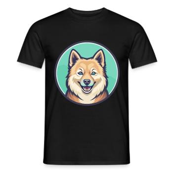Finnischer Spitz Hund Rasse Cartoon Kawaii Clipart Haustier - Männer T-Shirt - Schwarz - Vorne - AI Model Male 178 light (178cm)
