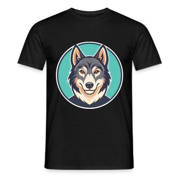 Tchécoslovaque chien-loup chien race dessin animé Kawaii animal de compagnie - T-shirt homme - noir - Devant - AI Model Male 178 light (178cm)