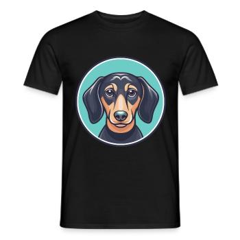 Dachshund Dog Breed Cartoon Kawaii Clipart Animal - Men's T-Shirt - black - Front - AI Model Male 178 light (178cm)