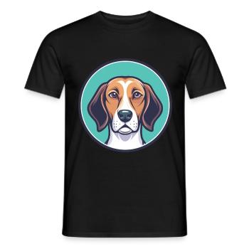 English Foxhound Dog Breed Cartoon Kawaii Clipart - Men's T-Shirt - black - Front - AI Model Male 178 light (178cm)