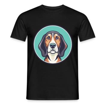 Chien de chasse finlandais race dessin animé Kawaii Clipart animal de compagnie - T-shirt homme - noir - Devant - AI Model Male 178 light (178cm)