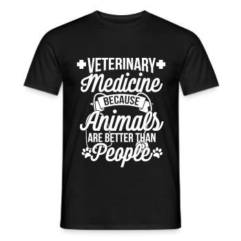 Les animaux vétérinaires sont meilleurs que les humains - T-shirt homme - noir - Devant - AI Model Male 178 light (178cm)