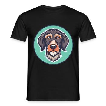 Braque allemand à poil dur chien race dessin animé drôle - T-shirt homme - noir - Devant - AI Model Male 178 light (178cm)