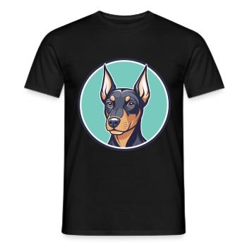 Deutsche Pinscher Hunderasse Cartoon Kawaii Clipart - Männer T-Shirt - Schwarz - Vorne - AI Model Male 178 light (178cm)