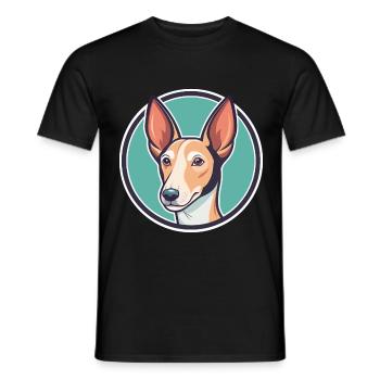Ibizan Hound Dog Breed Cartoon Kawaii Clipart Pet - Men's T-Shirt - black - Front - AI Model Male 178 light (178cm)