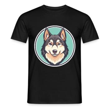 Greenland Dog Breed Cartoon Kawaii Clipart Animal - Men's T-Shirt - black - Front - AI Model Male 178 light (178cm)