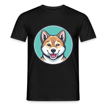 Hokkaido Hunderasse Bunte Karikatur Kawaii Clipart - Männer T-Shirt - Schwarz - Vorne - AI Model Male 178 light (178cm)