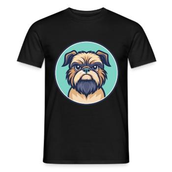 Griffon Bruxellois Chien Race Dessin Animé Kawaii - T-shirt homme - noir - Devant - AI Model Male 178 light (178cm)