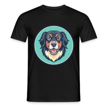 Hovawart Chien Race Coloré Dessin animé Kawaii Clipart - T-shirt homme - noir - Devant - AI Model Male 178 light (178cm)