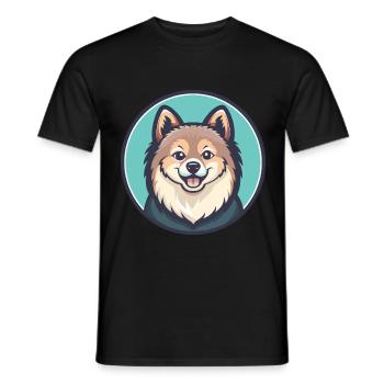 Indian Spitz Dog Breed Cartoon Kawaii Clipart Pet - Men's T-Shirt - black - Front - AI Model Male 178 light (178cm)