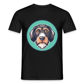 Chien courant à poil dur d’Istrie Race Dessin animé Kawaii - T-shirt homme - noir - Devant - AI Model Male 178 light (178cm)