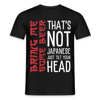 Funny beer saying with Japanese aesthetics - Men's T-Shirt - black - Front - AI Model Male 178 light (178cm)