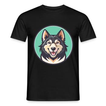 Karakachan Chien Race Dessin animé Kawaii Clipart Animal - T-shirt homme - noir - Devant - AI Model Male 178 light (178cm)