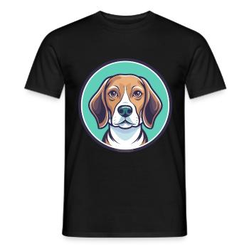 Kerry Beagle Chien Race Dessin animé Kawaii Clipart Animal de compagnie - T-shirt homme - noir - Devant - AI Model Male 178 light (178cm)
