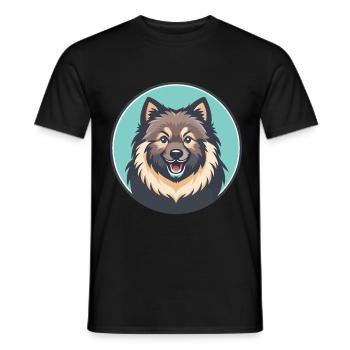 Keeshond Dog Breed Colorful Cartoon Kawaii Clipart - Men's T-Shirt - black - Front - AI Model Male 178 light (178cm)