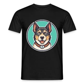 Kars race de chien dessin animé Kawaii Clipart Illustration - T-shirt homme - noir - Devant - AI Model Male 178 light (178cm)
