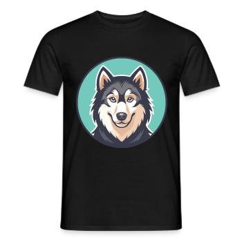 Mackenzie River Husky Dog Breed Cartoon Kawaii Pet - Men's T-Shirt - black - Front - AI Model Male 178 light (178cm)