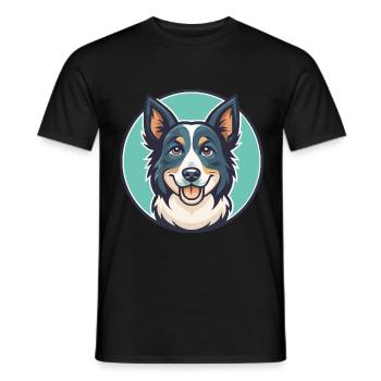 Koolie chien race dessin animé Kawaii Clipart Animal Animal de compagnie - T-shirt homme - noir - Devant - AI Model Male 178 light (178cm)