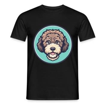 Lagotto Romagnolo Dog Breed Cartoon Kawaii Clipart - Men's T-Shirt - black - Front - AI Model Male 178 light (178cm)