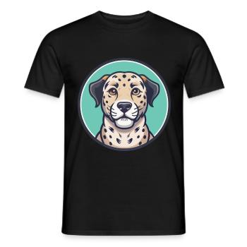 Leopard Cur Dog Breed Funny Cartoon Kawaii Clipart - Men's T-Shirt - black - Front - AI Model Male 178 light (178cm)