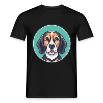 Chien de chasse lituanien race dessin animé Kawaii Clipart - T-shirt homme - noir - Devant - AI Model Male 178 light (178cm)