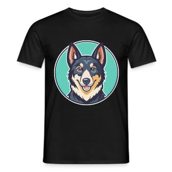 Chien de berger de Laponie race dessin animé Kawaii - T-shirt homme - noir - Devant - AI Model Male 178 light (178cm)