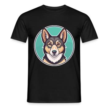 Lundehund Chien Race Dessin animé Kawaii Clipart Animal - T-shirt homme - noir - Devant - AI Model Male 178 light (178cm)