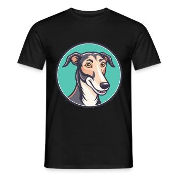 Lurcher Dog Breed Cartoon Character Kawaii Clipart - Men's T-Shirt - black - Front - AI Model Male 178 light (178cm)