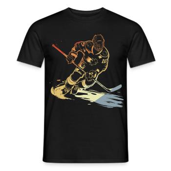 Eishockeyspieler Skizze Retro - Männer T-Shirt - Schwarz - Vorne - AI Model Male 178 light (178cm)