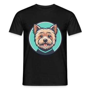 Norfolk Terrier Dog Breed Cartoon Kawaii Clipart - Men's T-Shirt - black - Front - AI Model Male 178 light (178cm)